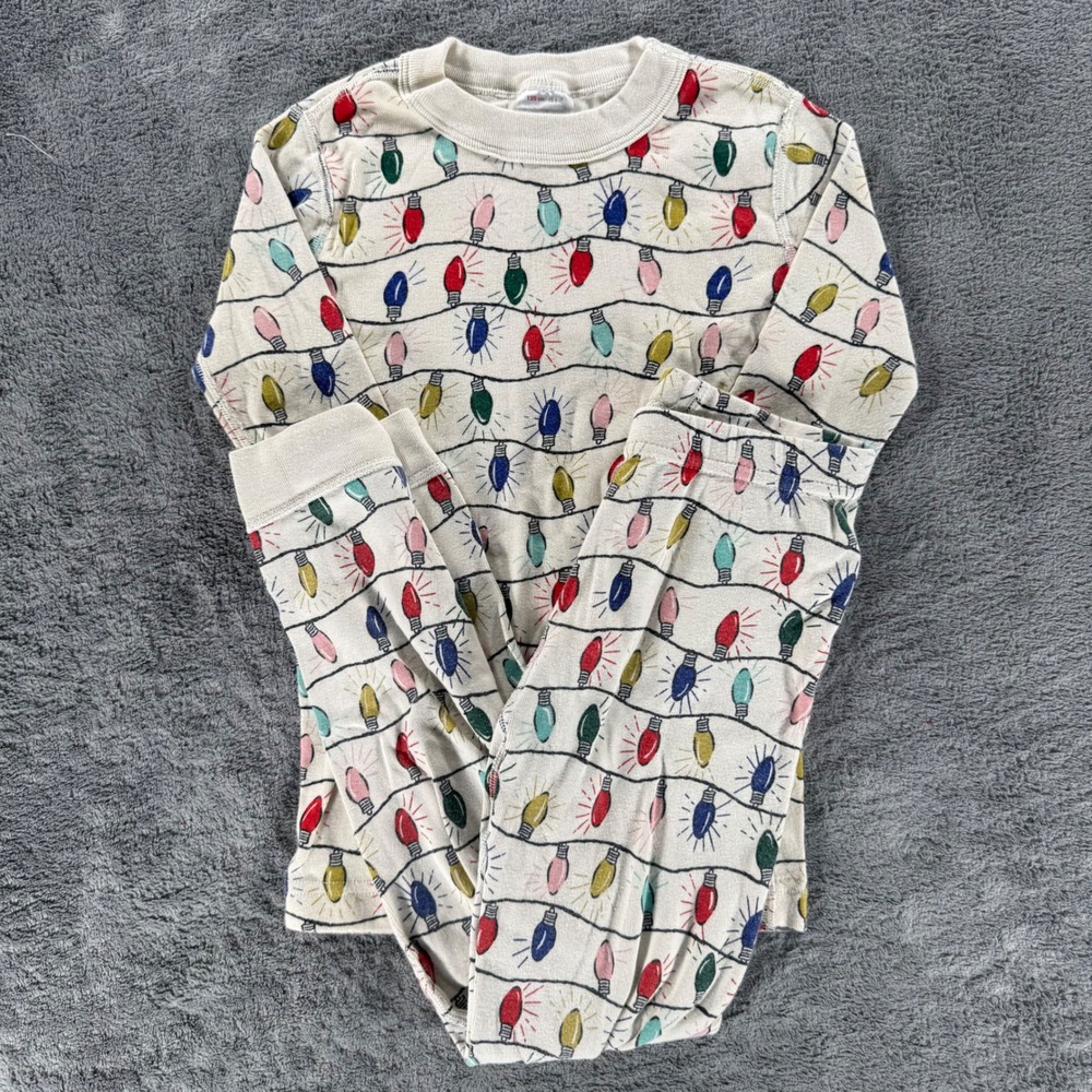 Hanna Andersson Long John Pajama Set Bright Bulbs 120 6-7 Organic Cotton
